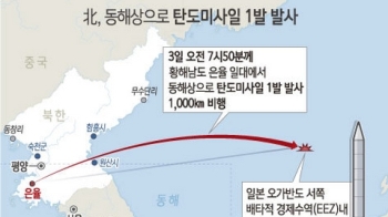 북, 노동미사일 2발 발사…1발 1,000㎞ 비행