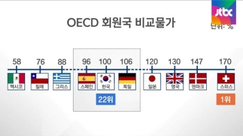 한국 물가, OECD 회원국 중 22위…독일·스페인과 비슷