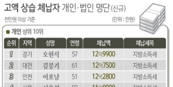 지방세 1천만원이상 체납자 3만6433명 공개…조동만 한솔 전부회장 84억, 1위