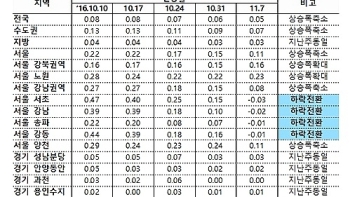 11·3 부동산대책에 전국 아파트값 오름세 '둔화'