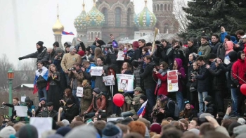 “푸틴 탄핵“ 구호까지…러시아서 대규모 반정부 시위