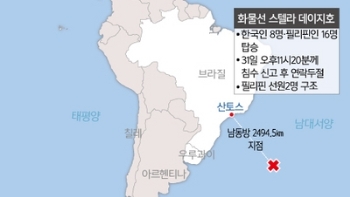남대서양 침몰 화물선 '4차 항공수색'…브라질 군함 내일 도착