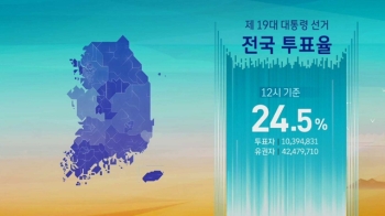 정오 기준 전국 투표율 24.5%…사전 투표분은 제외