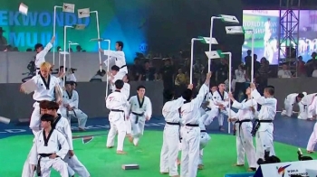무주에서 열린 세계태권도선수권대회…북한 시범공연