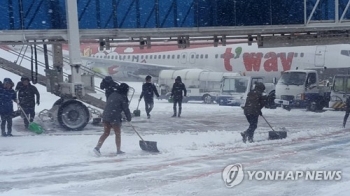 제주공항 하루 4㎝ 적설에 '와르르'…폭설 걱정에 안절부절