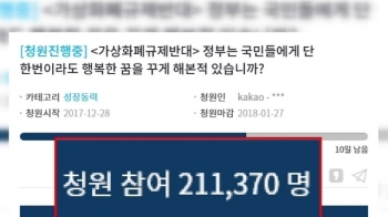 “가상통화 규제 반대“ 청원 20만 돌파…청, 입장 낼 듯