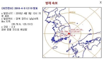 경주서 규모 2.4 여진 발생…기상청 “일 지진과는 무관“