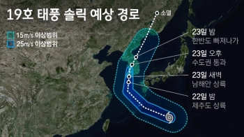 '솔릭' 타임라인, 22일 제주-23일 남해안 '대각선 관통'