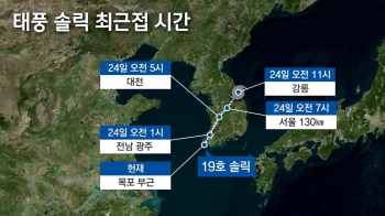 '솔릭' 목포로 한반도 상륙…24일 오전 7시 서울 근접