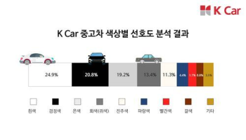 중고차, 2030세대는 '흰색' 6070세대는 '검정색' 선호