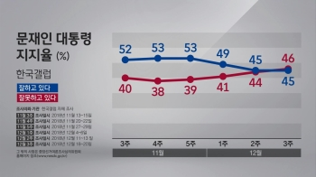 문 대통령 국정수행 지지도 45%…부정평가는 46%로