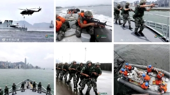 홍콩 주둔 인민해방군 훈련…'무력 대응' 무언의 경고?