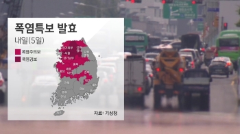 [날씨] 서울·강원 영서 등 '폭염경보'…전국 오존농도 '나쁨'