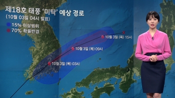 [날씨] 태풍 '미탁' 동해상으로 진출…경북 울진 530mm