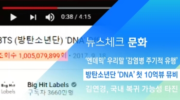 [뉴스체크｜문화] 방탄소년단 'DNA' 첫 10억 뷰 뮤비