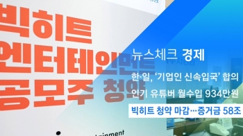 [뉴스체크｜경제] 빅히트 청약 마감…증거금 58조