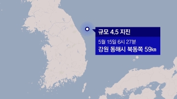 강원 동해시 앞바다서 규모 4.5 지진…올해 가장 강력