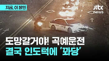 술 취해 중앙선 무법질주…결국 인도턱에 꽈당 넘어진 오토바이