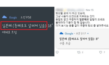 구글에게 받은 '일본해' 메시지…누리꾼, 캡쳐 올리며 항의