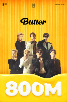 방탄소년단, '버터' MV 8억 뷰… 통산 여덟 번째