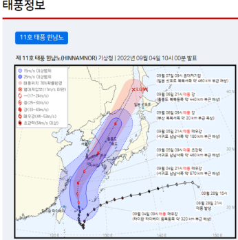 힌남노 '매우 강한 태풍'으로 상륙 전망…내일 오전 다시 초강력