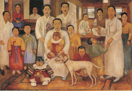 배운성, 가족도, 1930~35, 캔버스에 유채, 139x200.5㎝, 개인소장