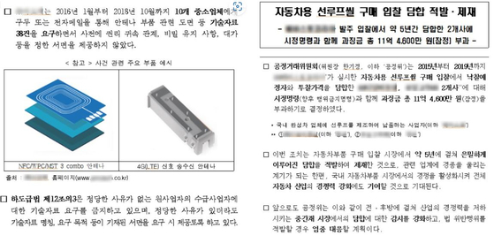 올해 히든챔피언 대상 기업 중 공정위가 적발한 불공정 기업 〈자료=유동수 더불어민주당 의원실〉