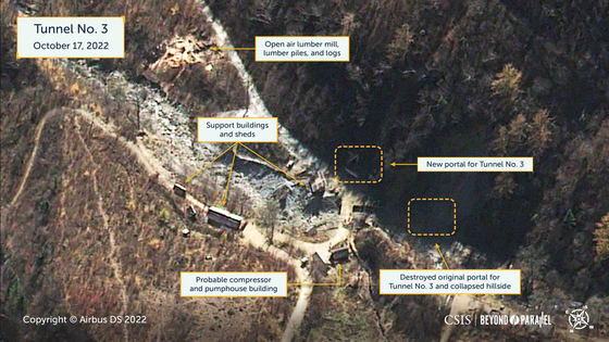 풍계리 핵실험장 3번 갱도 위성사진. 〈사진=CSIS 홈페이지 캡처〉