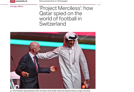스위스 국영방송 SRF는 카타르가 월드컵 개최를 위해, 또 개최권을 지키기 위해 스파이들을 활용했다고 보도했습니다. (사진=SRF 홈페이지 캡처) 