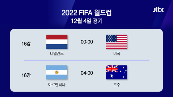 한국시간 기준 2022 월드컵 경기 일정.