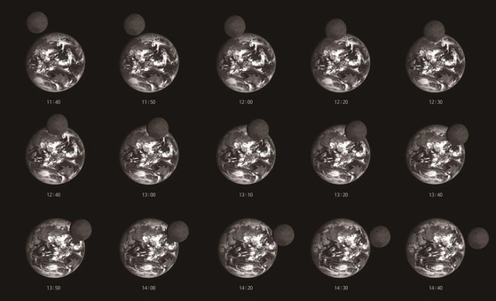 한국의 달 탐사 궤도선 다누리가 촬영한 지구와 달. 〈사진=한국항공우주연구원 제공〉