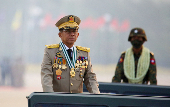 쿠데타로 정권을 잡은 미얀마 군부 수장 민 아웅 흘라잉 최고사령관. 〈사진=로이터 연합뉴스〉