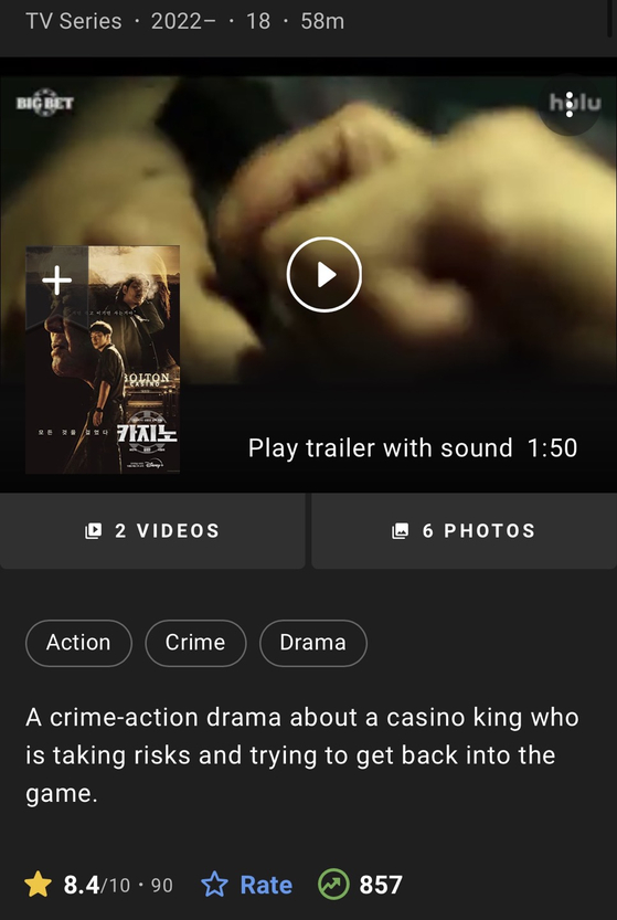 높은 평점을 받은 '카지노' 사진=IMDb