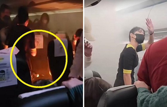 타이완 타이위안 공항에서 이륙 준비 중이던 비행기 안에서 보조배터리 화재로 승객 2명이 다치는 일이 발생했다.〈사진=CNA〉