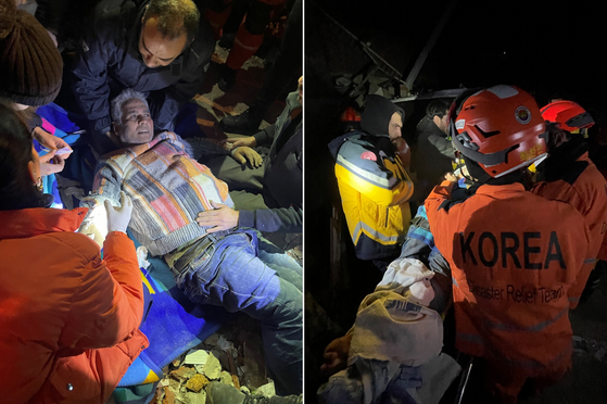 긴급구호대가 구조한 생존자의 모습. 〈사진=대한민국 긴급구호대(KDRT) 제공〉