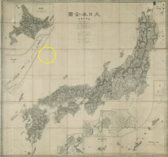 대일본전도(1877년). 지도에 독도가 표시돼 있지 않다. 〈사진=외교부 독도 홍보 영상 캡처〉
