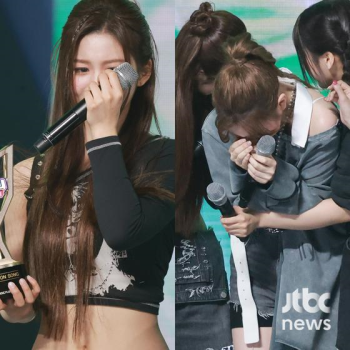 엔믹스, 음악방송 데뷔 첫 1위...눈물바다