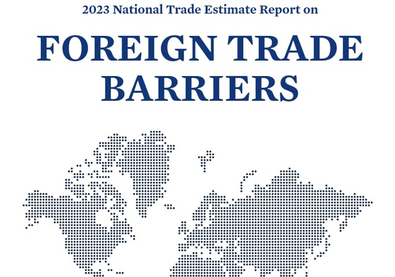 미국무역대표부(USTR)가 공개한 2023 국가별 무역장벽보고서