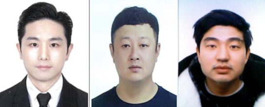강남 납치 살인 피의자 모습. 왼쪽부터 이경우, 황대한, 연지호. 〈사진=서울 수서경찰서 제공〉