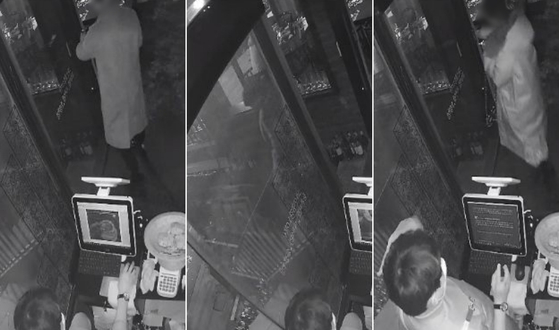 지난 1월 22일 서울 강서구 와인바 내부 CCTV에 담긴 남녀의 모습. 〈사진=와인바 사장 A씨 제공〉