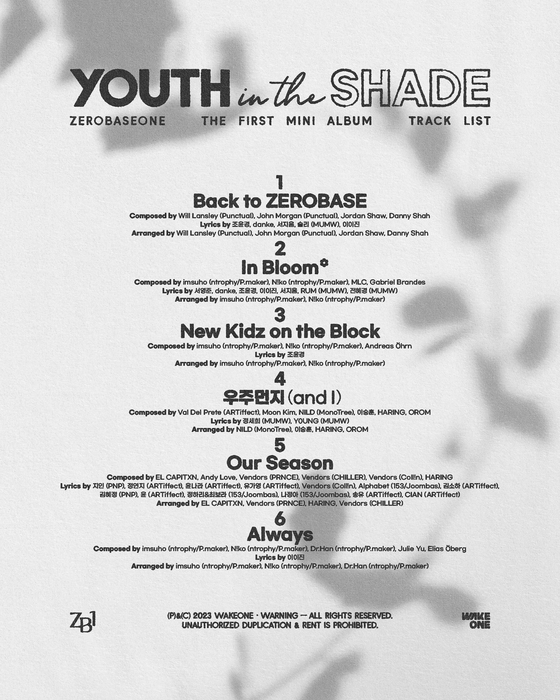 YOUTH IN THE SHADE Track list