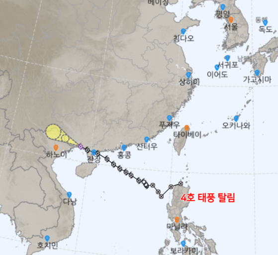 제4호 태풍 '탈림' 예상 경로.〈사진=기상청 홈페이지 캡처〉