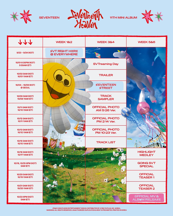 'SEVENTEENTH HEAVEN' Promotion Scheduler