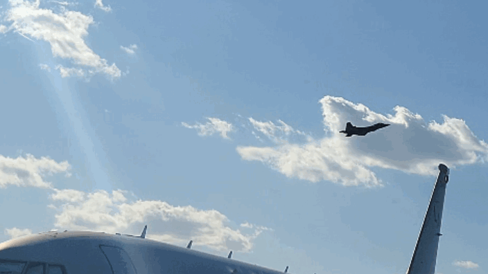 F-22 랩터 비행 모습. 〈영상=김천 기자〉