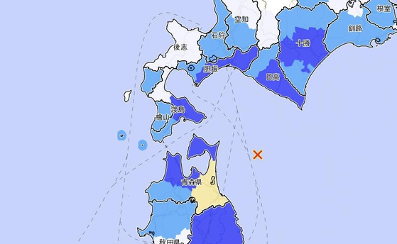 11월 20일 오전 6시1분쯤 일본 혼슈 북부 동쪽 해역에서 규모 5.8의 지진이 발생했다. 〈사진=일본 기상청 홈페이지 캡처〉