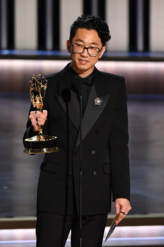 South Korean director Lee Sung Jin, Directing for a Limited/Anthology Series or Movie, Beef, speaks onstage during the 75th Emmy Awards at the Peacock Theatre at L.A. Live in Los Angeles on January 15, 2024. (Photo by Valerie Macon / AFP)  〈저작권자(c) 연합뉴스, 무단 전재-재배포, AI 학습 및 활용 금지〉