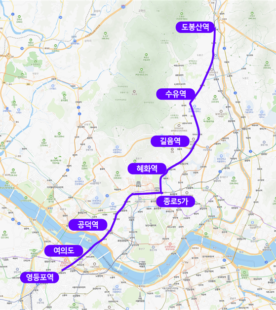 '자율 주행 새벽 동행 버스' 운행 예상 노선도. 〈사진=서울시〉