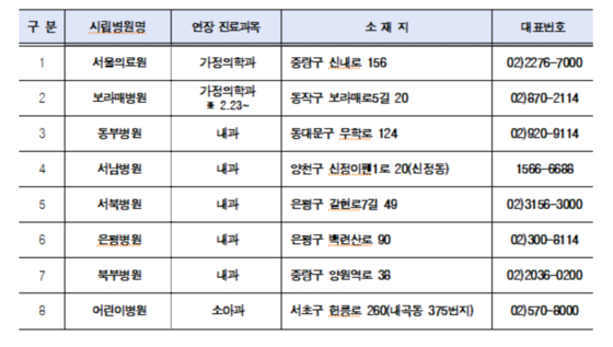 서울 시립병원 연장진료 현황 〈사진=서울시〉