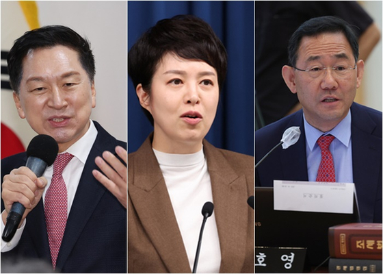 김기현 전 국민의힘 대표, 김은혜 전 대통령실 홍보수석, 주호영 의원(왼쪽부터). 〈자료사진=연합뉴스〉