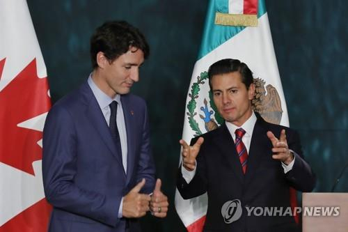 쥐스탱 트뤼도 캐나다 총리와 엔리크 페냐 니에토 멕시코 대통령